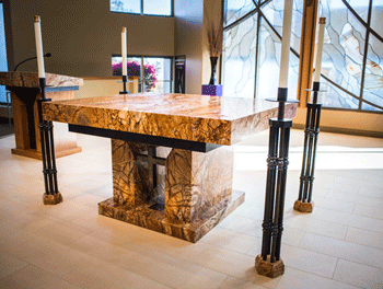 Stone crafting liturgical furniture